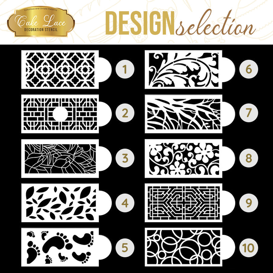 Cake Lace Decoration Stencil (Set of 10)